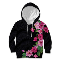 Hawaiian Hibiscus and Art Polynesian Tattoo Kid Hoodie Black Color LT03 Hoodie Black - Polynesian Pride