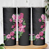 Hawaiian Hibiscus and Art Polynesian Tattoo Skinny Tumbler Black Color LT03 - Polynesian Pride