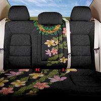 Hawaiian Lei Plumeria and Tropical Leaves Back Car Seat Cover Watercolor Style LT03 One Size Black - Polynesian Pride