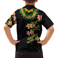 Hawaiian Lei Plumeria and Tropical Leaves Family Matching Off Shoulder Maxi Dress and Hawaiian Shirt Watercolor Style LT03 - Polynesian Pride
