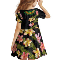 Hawaiian Lei Plumeria and Tropical Leaves Family Matching Short Sleeve Bodycon Dress and Hawaiian Shirt Watercolor Style