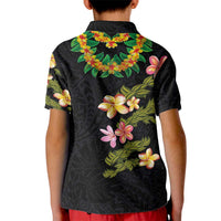 Hawaiian Lei Plumeria and Tropical Leaves Kid Polo Shirt Watercolor Style LT03 - Polynesian Pride