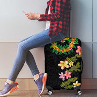 Hawaiian Lei Plumeria and Tropical Leaves Luggage Cover Watercolor Style LT03 - Polynesian Pride