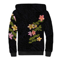 Hawaiian Lei Plumeria and Tropical Leaves Sherpa Hoodie Watercolor Style LT03 - Polynesian Pride