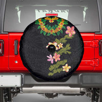 Hawaiian Lei Plumeria and Tropical Leaves Spare Tire Cover Watercolor Style LT03 - Polynesian Pride
