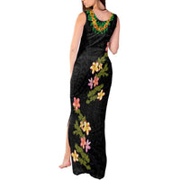 Hawaiian Lei Plumeria and Tropical Leaves Tank Maxi Dress Watercolor Style LT03 - Polynesian Pride