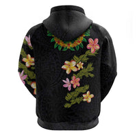 Hawaiian Lei Plumeria and Tropical Leaves Zip Hoodie Watercolor Style LT03 - Polynesian Pride