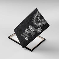 Hawaiian Lei Plumeria and Tropical Leaves Canvas Wall Art Watercolor Style-Grayscale