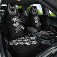 Hawaiian Lei Plumeria and Tropical Leaves Car Seat Cover Watercolor Style-Grayscale LT03 One Size Black - Polynesian Pride