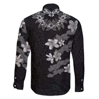 Hawaiian Lei Plumeria and Tropical Leaves Family Matching Tank Maxi Dress and Hawaiian Shirt Watercolor Style-Grayscale