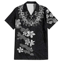 Hawaiian Lei Plumeria and Tropical Leaves Hawaiian Shirt Watercolor Style-Grayscale LT03 Black - Polynesian Pride