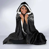 Hawaiian Lei Plumeria and Tropical Leaves Hooded Blanket Watercolor Style-Grayscale