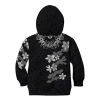 Hawaiian Lei Plumeria and Tropical Leaves Kid Hoodie Watercolor Style-Grayscale LT03 - Polynesian Pride