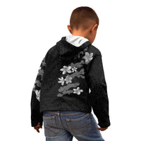 Hawaiian Lei Plumeria and Tropical Leaves Kid Hoodie Watercolor Style-Grayscale LT03 - Polynesian Pride