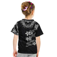 Hawaiian Lei Plumeria and Tropical Leaves Kid T Shirt Watercolor Style-Grayscale LT03 - Polynesian Pride