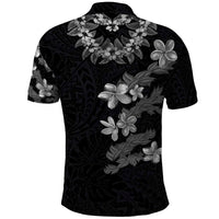 Hawaiian Lei Plumeria and Tropical Leaves Polo Shirt Watercolor Style-Grayscale LT03 - Polynesian Pride