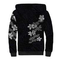 Hawaiian Lei Plumeria and Tropical Leaves Sherpa Hoodie Watercolor Style-Grayscale LT03 - Polynesian Pride