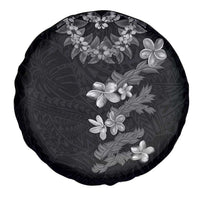 Hawaiian Lei Plumeria and Tropical Leaves Spare Tire Cover Watercolor Style-Grayscale LT03 - Polynesian Pride