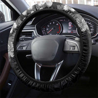 Hawaiian Lei Plumeria and Tropical Leaves Steering Wheel Cover Watercolor Style-Grayscale LT03 - Polynesian Pride