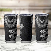 Hawaiian Lei Plumeria and Tropical Leaves Tumbler Cup Watercolor Style-Grayscale LT03 - Polynesian Pride