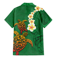 Hawaii Turtle Plumeria Flower Family Matching Mermaid Dress and Hawaiian Shirt Polynesian Pattern Green Color LT03 - Polynesian Pride