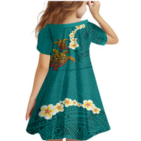 Hawaii Turtle Plumeria Flower Family Matching Mermaid Dress and Hawaiian Shirt Polynesian Pattern Turquoise Color LT03 - Polynesian Pride