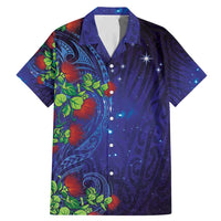 Matariki New Zealand Maori and Pohutukawa Family Matching Mermaid Dress and Hawaiian Shirt Galaxy Blue Sky Style LT03 Dad's Shirt - Short Sleeve Blue - Polynesian Pride