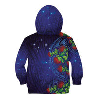 Matariki New Zealand Maori and Pohutukawa Kid Hoodie Galaxy Blue Sky Style LT03 - Polynesian Pride