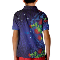 Matariki New Zealand Maori and Pohutukawa Kid Polo Shirt Galaxy Blue Sky Style LT03 - Polynesian Pride