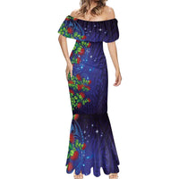 Matariki New Zealand Maori and Pohutukawa Mermaid Dress Galaxy Blue Sky Style LT03 - Polynesian Pride