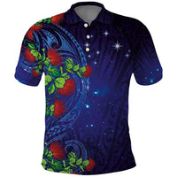 Matariki New Zealand Maori and Pohutukawa Polo Shirt Galaxy Blue Sky Style LT03 Blue - Polynesian Pride