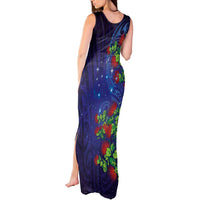 Matariki New Zealand Maori and Pohutukawa Tank Maxi Dress Galaxy Blue Sky Style LT03 - Polynesian Pride