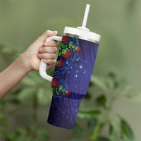 Matariki New Zealand Maori and Pohutukawa Tumbler With Handle Galaxy Blue Sky Style LT03 - Polynesian Pride