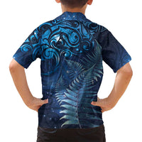 Matariki New Zealand Maori Silver Fern Family Matching Off Shoulder Maxi Dress and Hawaiian Shirt Galaxy Blue Sky Style LT03 - Polynesian Pride