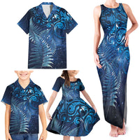 Matariki New Zealand Maori Silver Fern Family Matching Tank Maxi Dress and Hawaiian Shirt Galaxy Blue Sky Style LT03 - Polynesian Pride