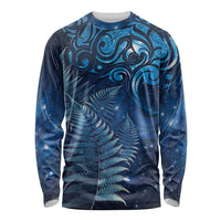 Matariki New Zealand Maori Silver Fern Long Sleeve Shirt Galaxy Blue Sky Style LT03 Unisex Blue - Polynesian Pride