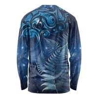 Matariki New Zealand Maori Silver Fern Long Sleeve Shirt Galaxy Blue Sky Style LT03 - Polynesian Pride