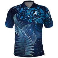 Matariki New Zealand Maori Silver Fern Polo Shirt - Galaxy Blue Sky Style LT03 Blue - Polynesian Pride