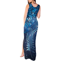 Matariki New Zealand Maori Silver Fern Tank Maxi Dress Galaxy Blue Sky Style LT03 - Polynesian Pride