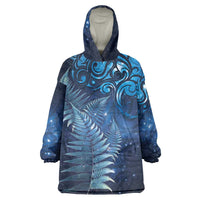 Matariki New Zealand Maori Silver Fern Wearable Blanket Hoodie Galaxy Blue Sky Style LT03 One Size Blue - Polynesian Pride