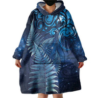 Matariki New Zealand Maori Silver Fern Wearable Blanket Hoodie Galaxy Blue Sky Style LT03 - Polynesian Pride