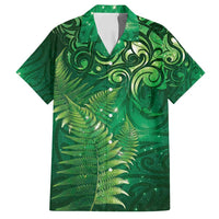 Matariki New Zealand Maori Silver Fern Family Matching Long Sleeve Bodycon Dress and Hawaiian Shirt Galaxy Green Sky Style LT03 Dad's Shirt - Short Sleeve Green - Polynesian Pride