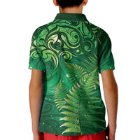 Matariki New Zealand Maori Silver Fern Kid Polo Shirt Galaxy Green Sky Style LT03 - Polynesian Pride