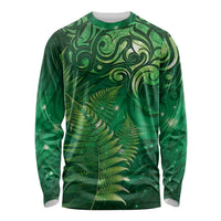 Matariki New Zealand Maori Silver Fern Long Sleeve Shirt Galaxy Green Sky Style LT03 Unisex Green - Polynesian Pride
