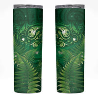 Matariki New Zealand Maori Silver Fern Skinny Tumbler Galaxy Green Sky Style LT03 Green - Polynesian Pride