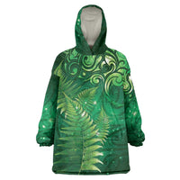 Matariki New Zealand Maori Silver Fern Wearable Blanket Hoodie Galaxy Green Sky Style LT03 One Size Green - Polynesian Pride