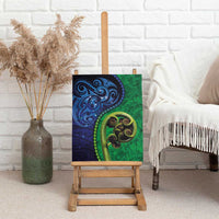 New Zealand Matariki Fern Frond Koru Canvas Wall Art with Galaxy Blue Sky and Green Paua Shell Art LT03 - Polynesian Pride