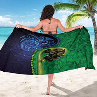 New Zealand Matariki Fern Frond Koru Sarong with Galaxy Blue Sky and Green Paua Shell Art LT03 - Polynesian Pride