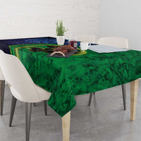 New Zealand Matariki Fern Frond Koru Tablecloth with Galaxy Blue Sky and Green Paua Shell Art LT03 - Polynesian Pride