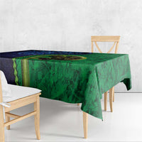 New Zealand Matariki Fern Frond Koru Tablecloth with Galaxy Blue Sky and Green Paua Shell Art LT03 - Polynesian Pride